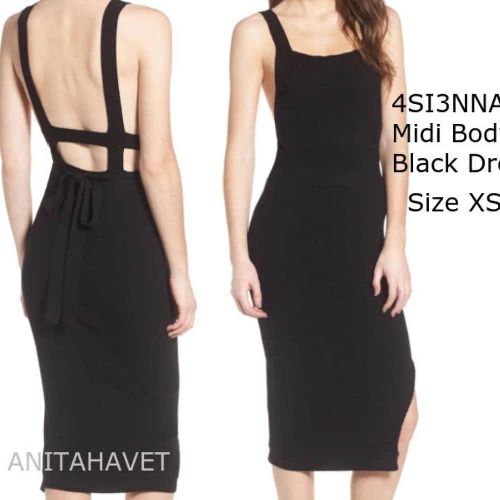 4SI3NNA Midi Body-Con Dress Black XS